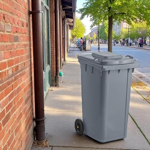 PRO&Family Wheeled Outdoor Trash Can Garbage Can Garage Trash Can for Restaurants/Hospitals/Offices/Back of House/Warehouses/Home (Gray, 50 Gallon)