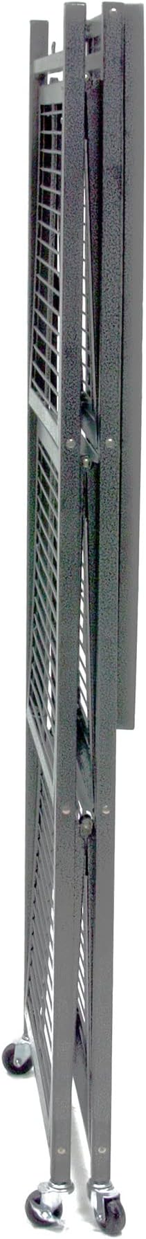 Origami 4-Pack R5 Storage Rack, 4-Tier Heavy-Duty Foldable Steel Shelf with Wheels, Gray