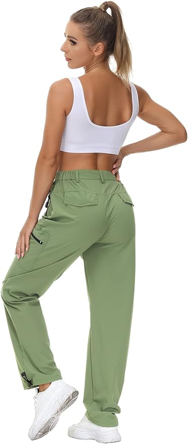 VVK Women's Hiking Cargo Pants Lightweight Quick Dry Outdoor Athletic Pants Camping Climbing Golf Zipper Pockets