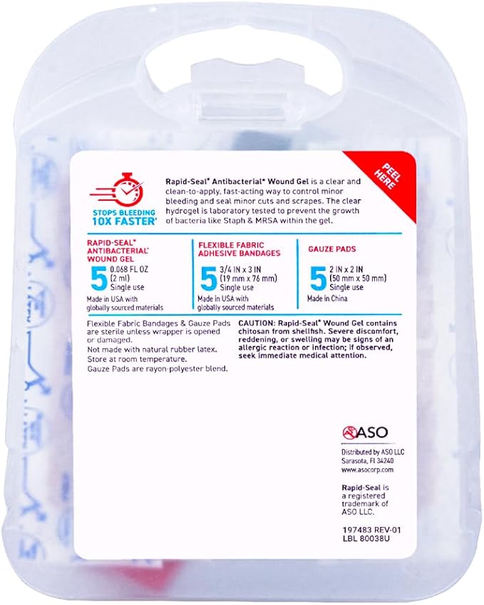 Rapid Seal 15pc Hemostatic First Aid Wound Care Kit | Stops Bleeding in Seconds | Quick Effective Bleed Control | for Blood Clotting, Trauma Kit, Survival Gear and Supplies