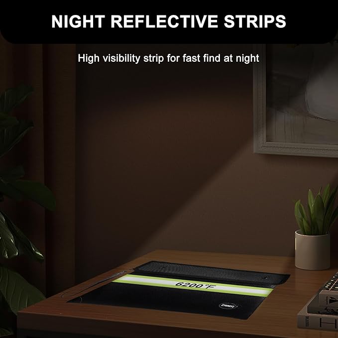 Upgraded Insulated Fire Proof Money Bag for Cash,6200℉ Fireproof&Waterproof Document Pouch with Water Resistant Zipper,Fireproof Envelopes for Important Documents,Valuables(Not Suitable for A4 Files)