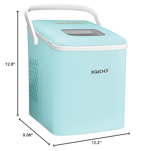 Igloo ICEB26HNAQ Automatic Self-Cleaning Portable Electric Countertop Ice Maker Machine With Handle, 26 Pounds in 24 Hours, 9 Ice Cubes Ready in 7 minutes, With Ice Scoop and Basket, Aqua