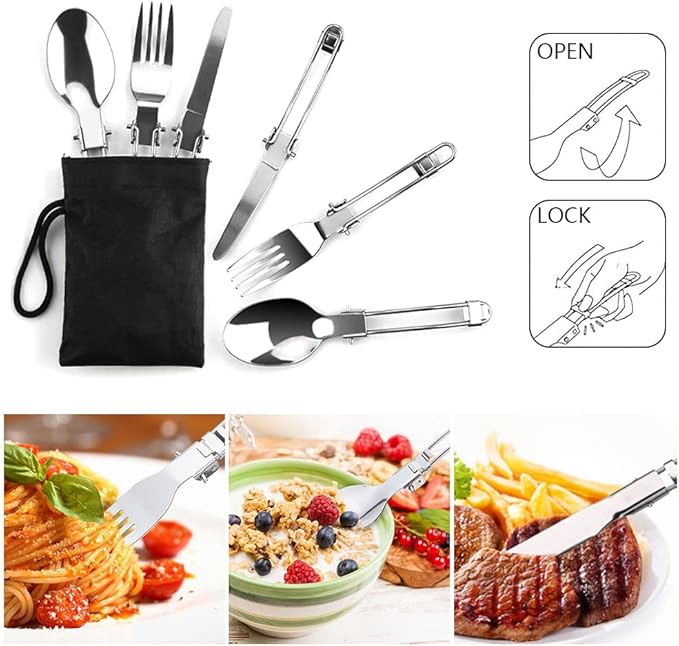 aiGear Camping Cookware Mess Kit, Non-Stick Camping Pan Pot Kettle, Lightweight Aluminum Camping Utensils, Collapsible Portable Camping Cooking Set for Outdoor Cooking Hiking Picnic