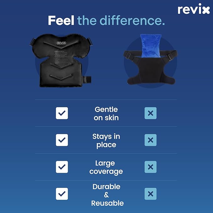 REVIX XL Shoulder Ice Pack Rotator Cuff Cold Therapy, Reusable Gel Ice Pack Shoulder Wraps for Discomfort and Recovery, Promoting Flexibility and Mobility, Long-Lasting Compression, Black