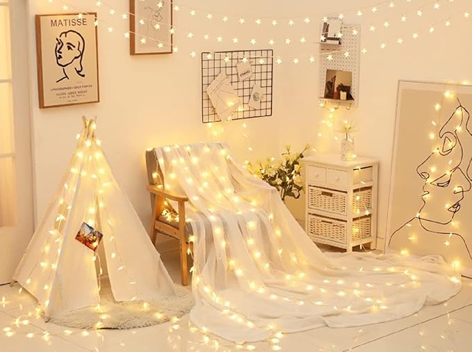 33ft 80 LED USB Star String Lights โ Warm White Fairy Lights for Bedroom, Wedding, Party, Christmas, Indoor & Outdoor Decoration