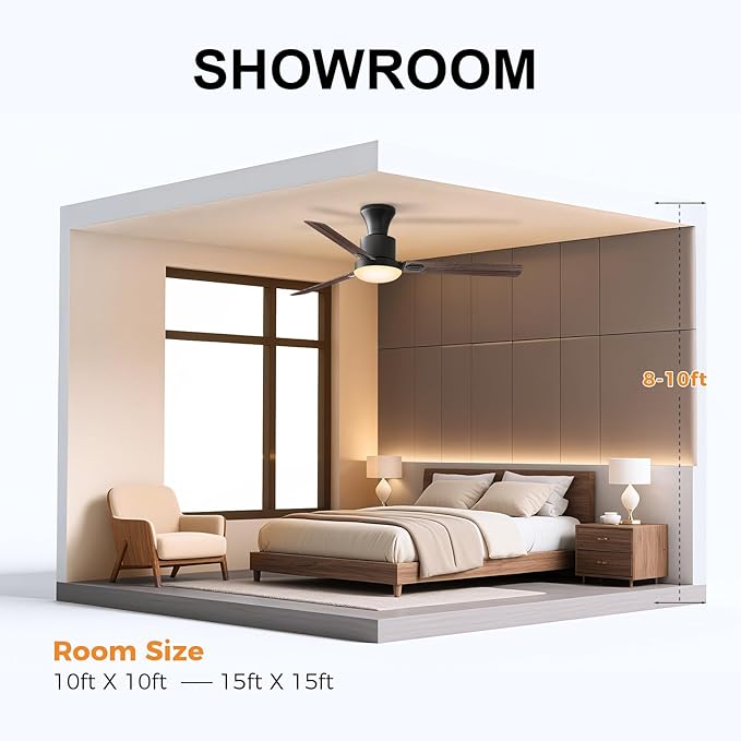 Obabala 60 Inch Ceiling Fan with Remote & APP, LED Light, 6-Speed Reversible DC Motor, Indoor & Outdoor Modern Ceiling Fan for Patio, Living Room, Bedroom