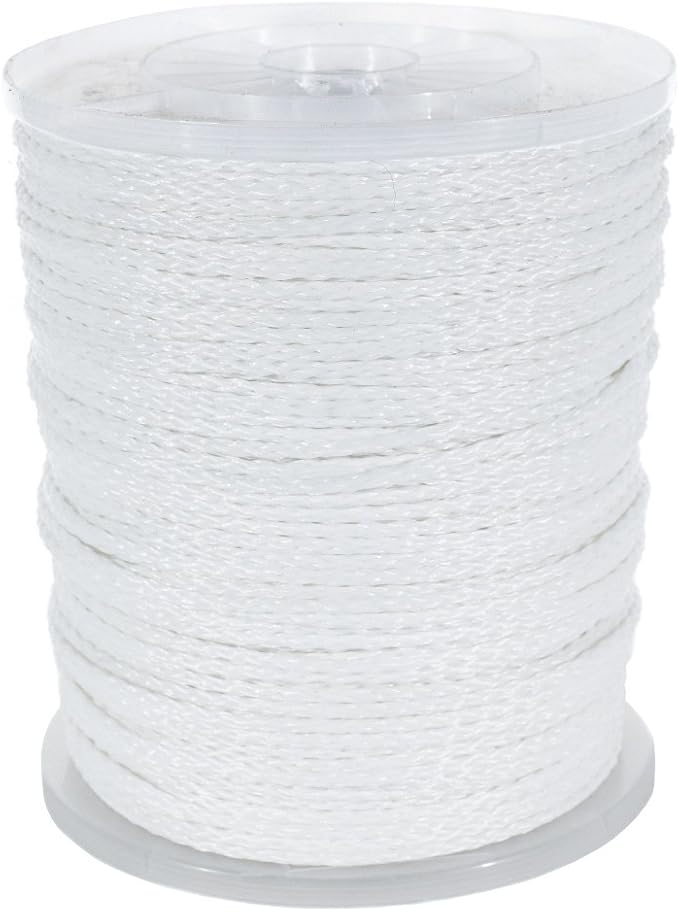 Hollow Braid Polypropylene Rope (3/16 Inch, 1000 Feet, White) - Barrier Rope - Trail Marking, Crowd Control, Golf Courses