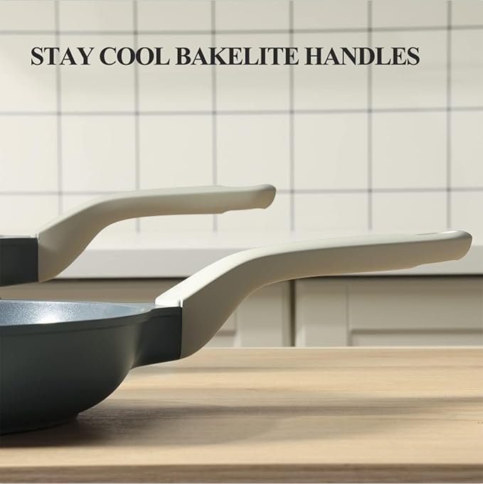 Nonstick Ceramic Frying Pan with Lid, Non Toxic Skillet, Healthy Egg & Omelet & Chef's Pan, PTFE PFOA & PFAS Free, Induction Compatible (12Inch W/L)