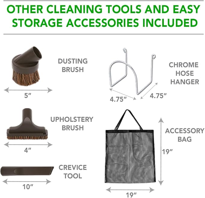 OVO Central Vacuum Carpet Deluxe Kit, 35ft ON/Off High-Voltage Hose with Pigtail, Deluxe 6 Adjustable Height Electric Carpet Beater, 12’’ Premium Floor Brush, Cleaning Tools and Easy Storage Acc.