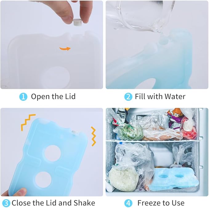 Bodaon Ice Packs for Lunch Boxes, Lunch Cooler Bag, Reusable Small Lunch Box Ice Pack for Cooler, Lunchbox Accessories, Lunch Bag Freezer Long Cold Blue Ice Packs Blocks for Coolers, Kids, Adults