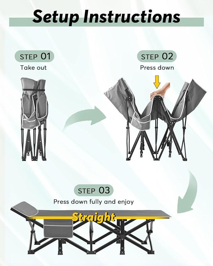 ZENPETIO 28In Folding Camping Cot for Adult, Portable Sleeping Cot with Mattress, Outdoor Heavy Duty Cot Bed for Camp with Carry Bag for Home, Office, Camp, Travel, Vacation(Max Loading 500lbs)