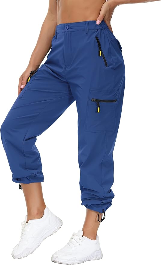 VVK Women's Hiking Cargo Pants Lightweight Quick Dry Outdoor Athletic Pants Camping Climbing Golf Zipper Pockets