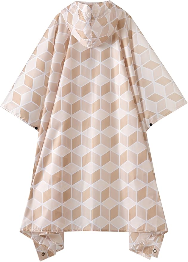 PTEROMY Hooded Rain Poncho for Adult with Pocket, Waterproof Lightweight Unisex Raincoat for Hiking Camping Emergency