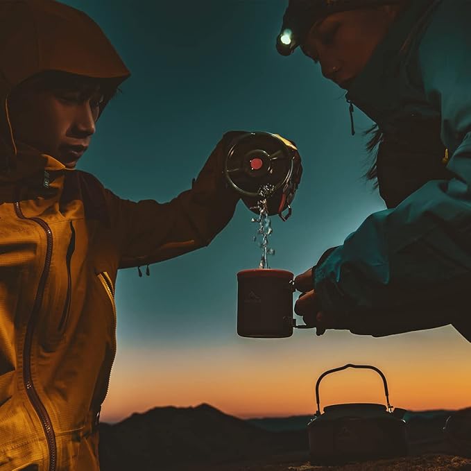 widesea Camping Coffee Pot 750ML, French Press Coffee Maker,Lightweight Backpacking Pot with Collapsible Handle For Camping,Hiking,Fire Cooking