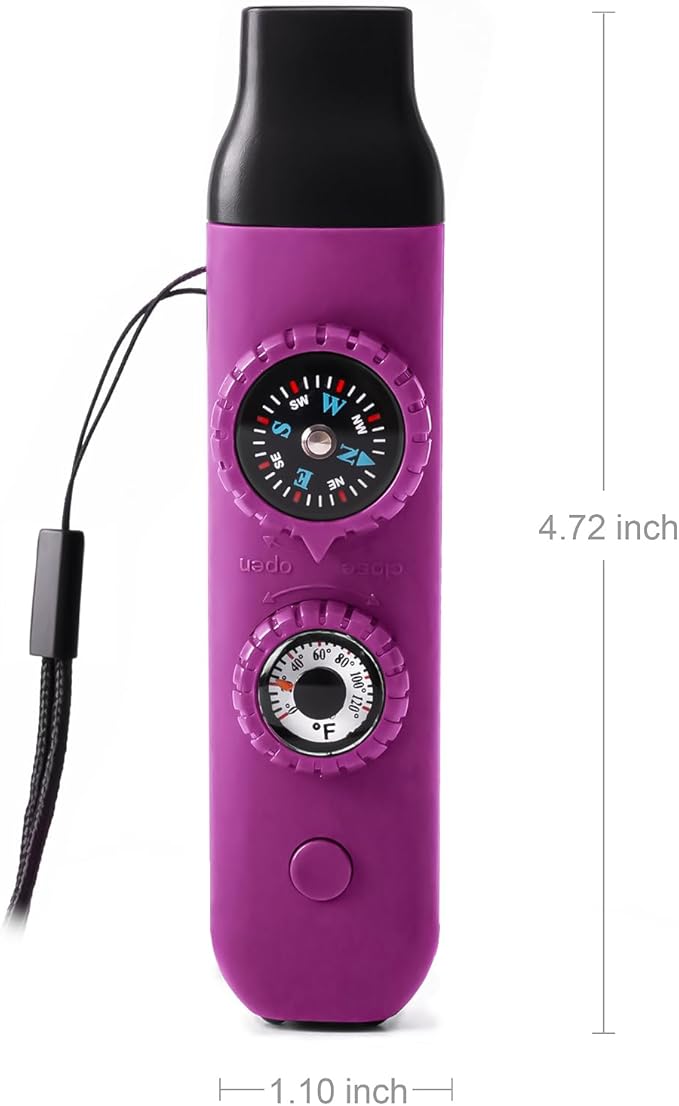 Emergency Survival Safety Whistle,Whistle for Kids with Lanyard,Compass,Thermometer,Ideal for Kayaking, Boating, Hiking, Camping, Climbing
