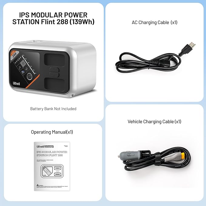 Litheli 288 Series Portable Power Station 139Wh Camping Lithium Battery Solar Generator, 300W AC/100W USB-C Outlets, 0-95% in 50Min, Power Bank(Solar Panel Optional) for Home Outdoor Emergency RV Van