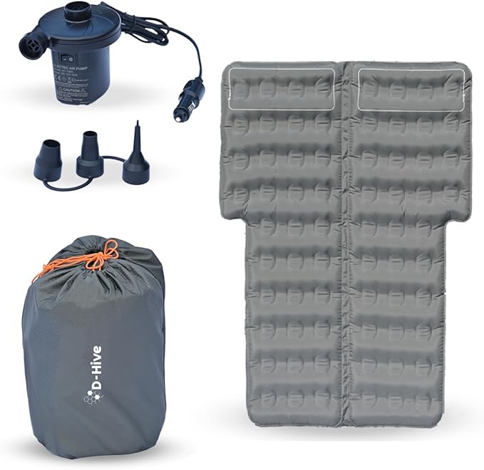 D-Hive Unbeatable Durability SUV Air Mattress for Car Camping, Durable Extra Thick 300D Oxford Fabric, Quick Easy Set-Up w/Electric Pump, Car Bed Mattress, Mattress for SUV, Air Mattress