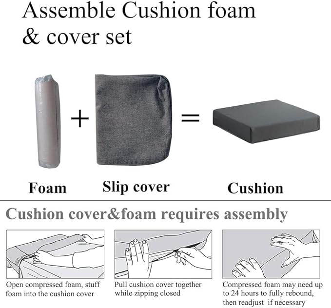 Patio Chair Cushions Non Slip Bottom Chair Pad with TiesSet of 2 Waterproof Square Outdoor Seat Cushion Replacement for Garden Swing Furniture 18x18 Inch, Light Khaki