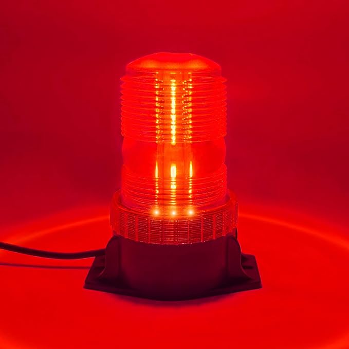 LED Strobe Light, 12V-24V Warning Emergency Safety Flashing Beacon Lights with Magnetic and 16.4 ft Straight Cord Vehicle Forklift Truck Tractor Golf Carts UTV Car Bus (1 PCS, Red)