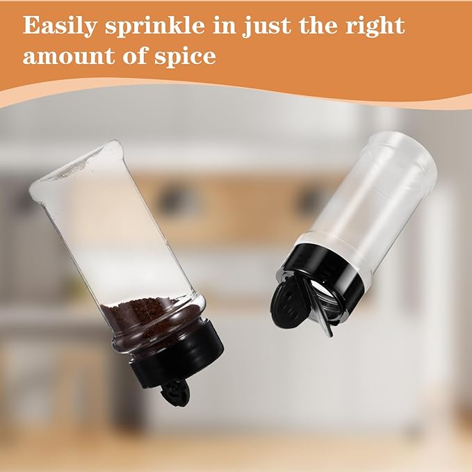 48 Pack Clear Plastic Spice Jars with Label and Shaker Lids Empty Spice Bottles Seasoning Containers Seasoning Jars Shaker Condiment Pots for Pepper Herbs Powders 3.4 oz