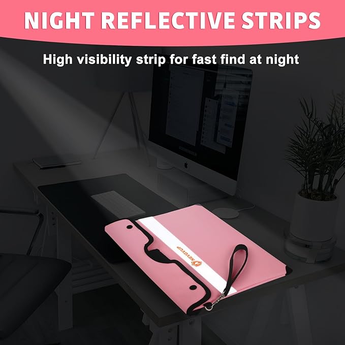 Upgraded 6200°F Fireproof Money Bag with Lock, Fireproof Bag w. Zipper/Reflective Strip, 9 Layers of Heat Insulated Material, Water Resistant Fire Proof Money Bag for Cash, Fire Bag for A5 documents