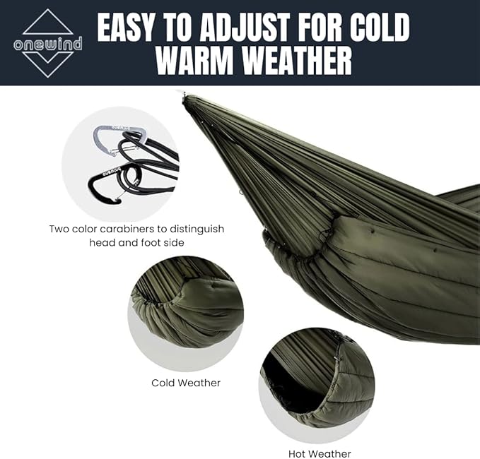 onewind Double Hammock Underquilt Warm Insulation Ultralight 3-4 Season Camping Quilt, Portable for Hiking, Backpacking