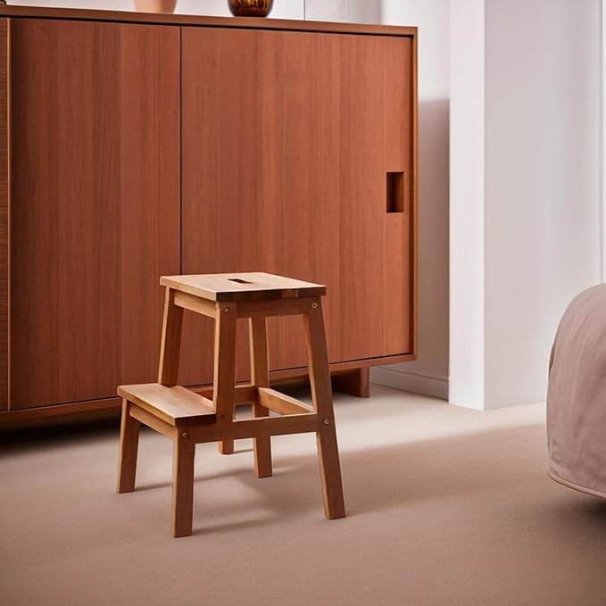 BEEFURNI 2 Step Wood Stool, Wooden Stepping Stools for Adults & Kids 350 lbs, Kids Stepping Chair, Bathroom, Bedroom Bench, Closet Climbing Chair, Easy to Assemble, 1 Year Manufacturer Warranty