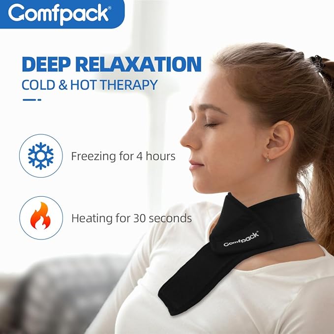 Neck Ice Pack Wrap, Cold Compress Ice Packs for Neck Pain Relief, Flexible Cold Pack for Injuries, Sore, Hot Weather, Hot Flashes, Tonsillectomy, Thyroidectomy Surgery