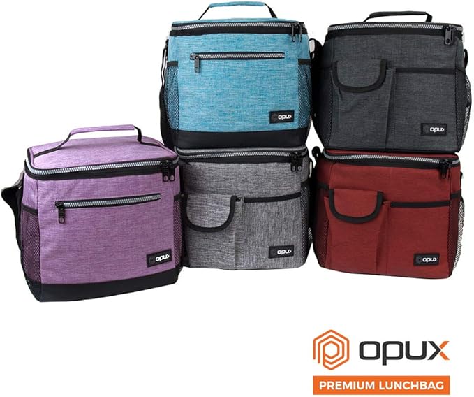 opux Extra Large Insulated Lunch Box Men Women, Lunch Bag for Work, Leakproof Soft Cooler Tote Adult, Lunch Pail, Picnic Beach Collapsible Food Bag with Shoulder Strap, Purple