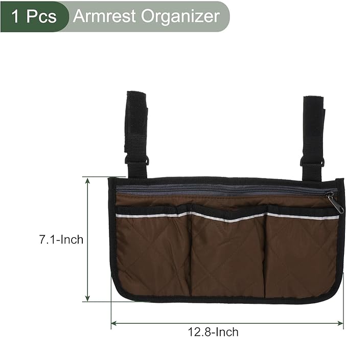 YOKIVE Armrest Organizer, Waterproof Chair Snack Storage Bag with Straps, Great for Camping Beach Daily Use, (Coffee, 4 Pockets)