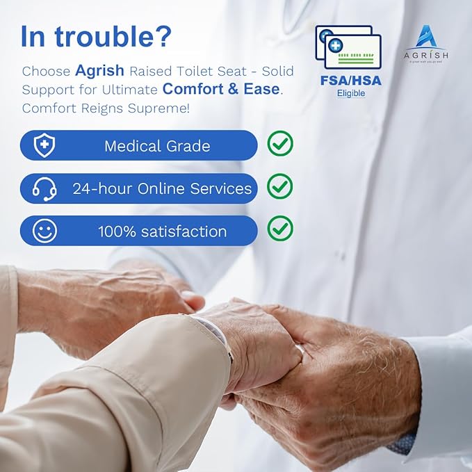 Raised Toilet Seat with Handles - Width & Height AdjustableToilet Seat Risers for Seniors, Heavy Duty Handicap Toilet Riser, Fit Any Toilet, Up to 400lbs