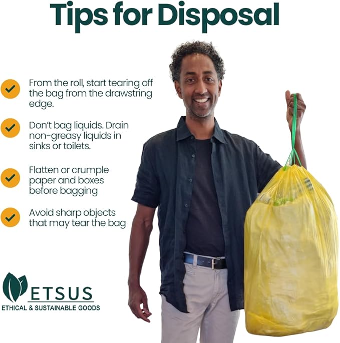 13 Gallon Trash Bags with Drawstrings, 40 Bags Made from 50% Recycled Plastic, Code K Leakproof and Tear-Resistant, Tall Kitchen Garbage Bags for Home and Office