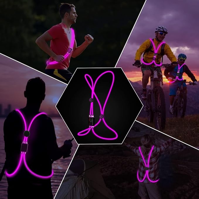 LED Reflective Vest Rechargeable Running Light for Runners High Visibility Safety Vest for Running,Cycling or Walking