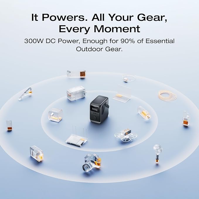 EF ECOFLOW TRAIL 300 DC Portable Power Station with Camping Lamp, 288Wh LiFePO4 Power Bank, Solar Generator, for Camping, Travel, and Emergency Power