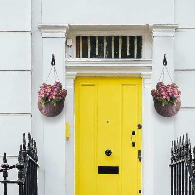 Worth Garden 6-Pack 7" Plant Hanger Bracket - Forged Wrought Iron Powder-Coated Heavy Duty Wall Hook - Black Hanging Hooks - Durable and Stable for Bird Feeders, Planters Indoor & Outdoor