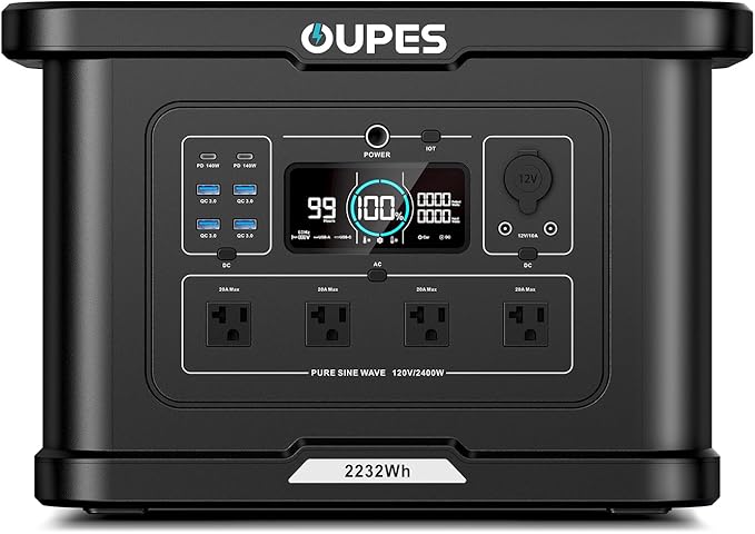 OUPES Exodus 2400 Solar Generator with 2x240W Panels, 2400W/2232Wh Portable Power Station with APP Control & UPS for RV, Home Backup, Professional Outdoor Use