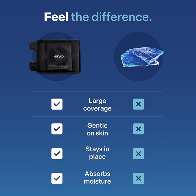 REVIX Ice Wrap for Knee Discomfort, Reusable Knee Ice Pack Wrap with Cold Compress Therapy for Muscle Ache, Promotes Post-Workout Recovery, Soft Plush Lining, Black