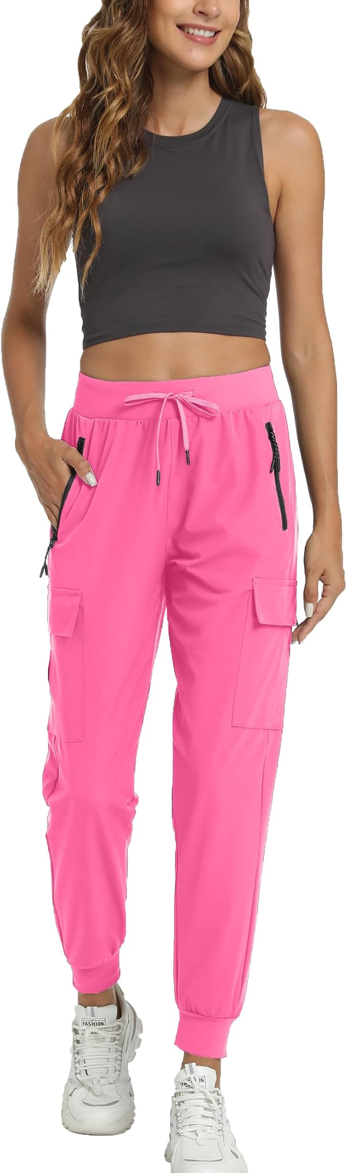 Kcutteyg Womens Water Resistant Hiking Pants with Pockets Quick Dry Soft Athletic Workout Joggers Pants for Camping Travel