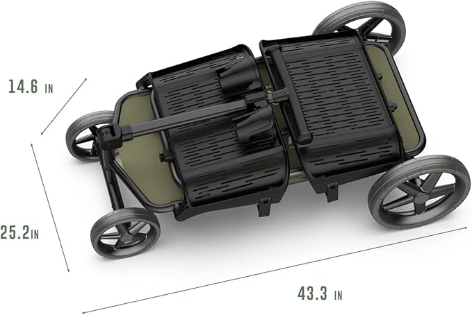 400lbs Large Capacity Collapsible Wagon Cart,Folding Utility Heavy Duty,All Terrain Big Wheels for Garden Camping Sports Outdoor Shopping, Green