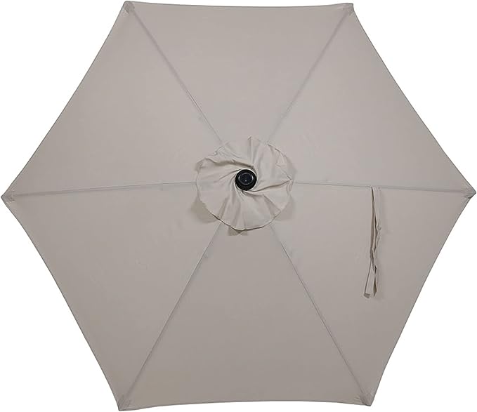 Sunnydaze Outdoor Patio Umbrella - Polyester Table Market Umbrella with Push-Button Tilt and Crank - 6 Sturdy Ribs - Beige - 7.5ft