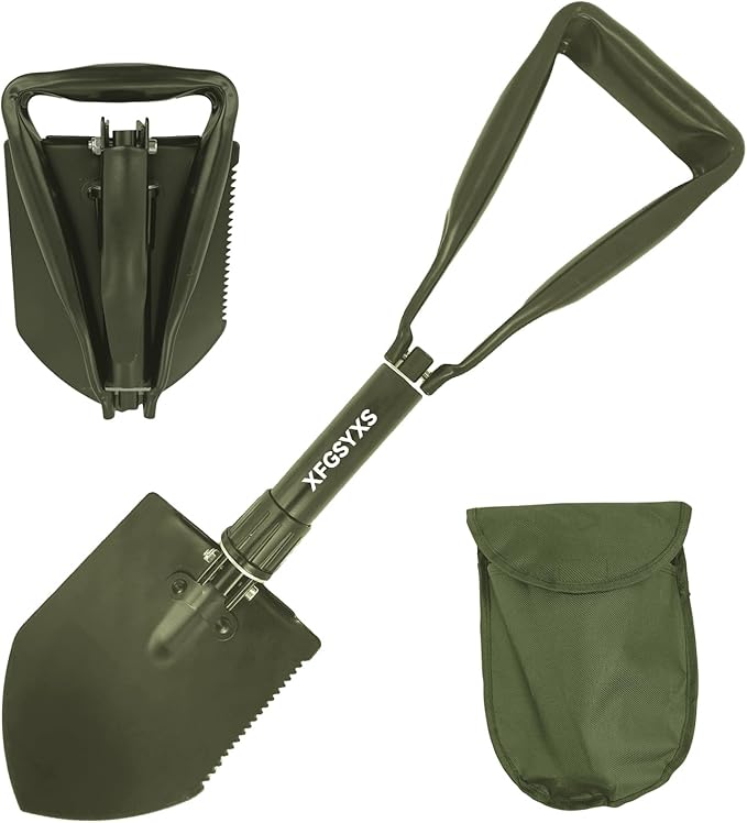 Mini Folding Camping Shovel, Lightweight Portable Small Tactical Survival Shovel, High Carbon Steel Military Shovel Entrenching Tool for Outdoor, Hiking, Digging, Backpacking, Car Emergency, Off Road