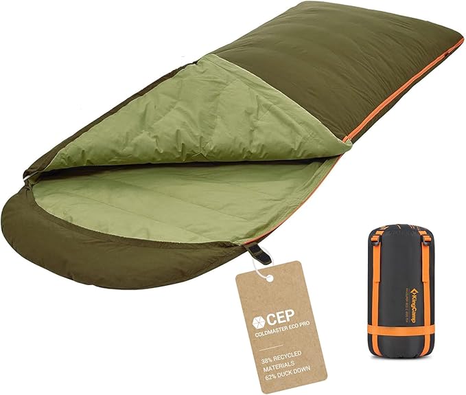 KingCamp Down Sleeping Bag for Adults, Recycled 700 FP Cold Weather 3-4 Season Sleeping Bag, Ultralight & Compact with Compression Sack for Backpacking, Camping, Hiking
