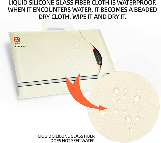 Fireproof Document Bag (Beige) – Waterproof Zipper & Lock – for Home, Office & Travel – Holds Files, Cash, Passport, Valuables – Fire & Water Resistant