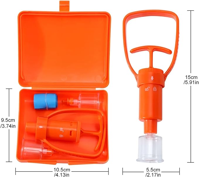 Snake Bite Kit, Bee Sting Kit, First aid kit, Venom Extractor Suction Pump, Bite and Sting First Aid for Hiking, Backpacking and Camping. (Red Kit)