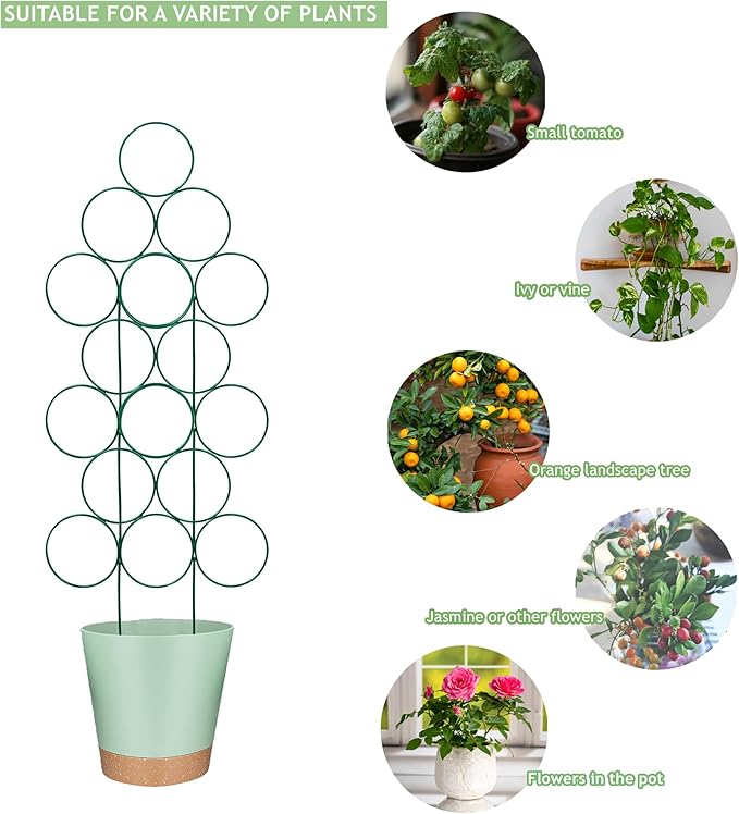 Trellis for Potted Plant Trellis Indoor, Stackable Indoor Trellis for Climbing Plants Support, 3 Pack Small Metal House Plant Trellis for Garden Vines, Flower and Christmas Tree