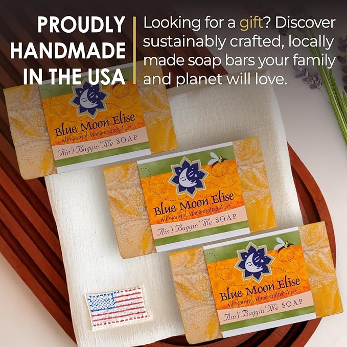 Ain't Buggin Me Citronella Soap - Natural Handmade Soap Made with Pure Citronella, Eucalyptus and Lemongrass Essential Oils - A Must-have for Camping and Outdoor Activities (3pk)