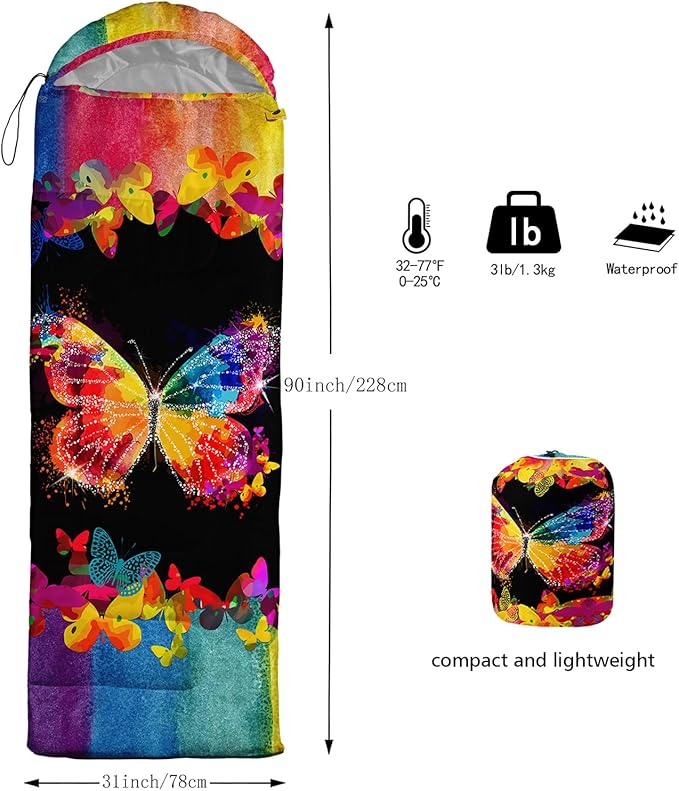 QOOMO Camping Sleeping Bags,3 Season Warm & Cool Weather,Lightweight,Waterproof Sleeping Bags for Adults & Kids,Traveling,and Outdoors,Camping Gear Equipment