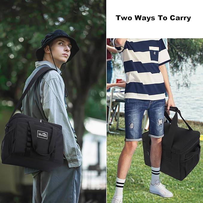 18L Small Insulated Cooler Bag Soft Sided Portable Collapsible ice Cooler for Beach, Camping, 24-Can, Leakproof