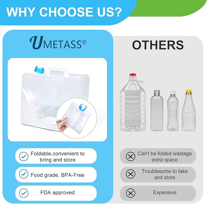 2 Pack Collapsible Water Container with Spigot, Foldable Cube Water Jugs Portable Water Storage for Outdoors Camping Hiking Disaster Preparedness & Survival Gear 1.4/2.6/4/5.3 Gallon