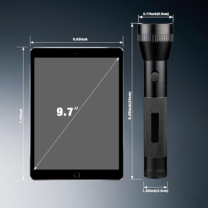 KunHe 2D Cell Battery Big Flashlights Single Mode High Lumens Aluminum Heavy Duty Large Flashlight for Home Emergency Power Outage Outdoor Activities